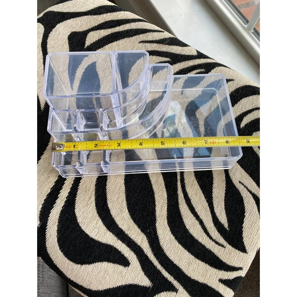Clear plastic makeup storage organizer, 8.5 inches X 4.75 inches X 3 inches
